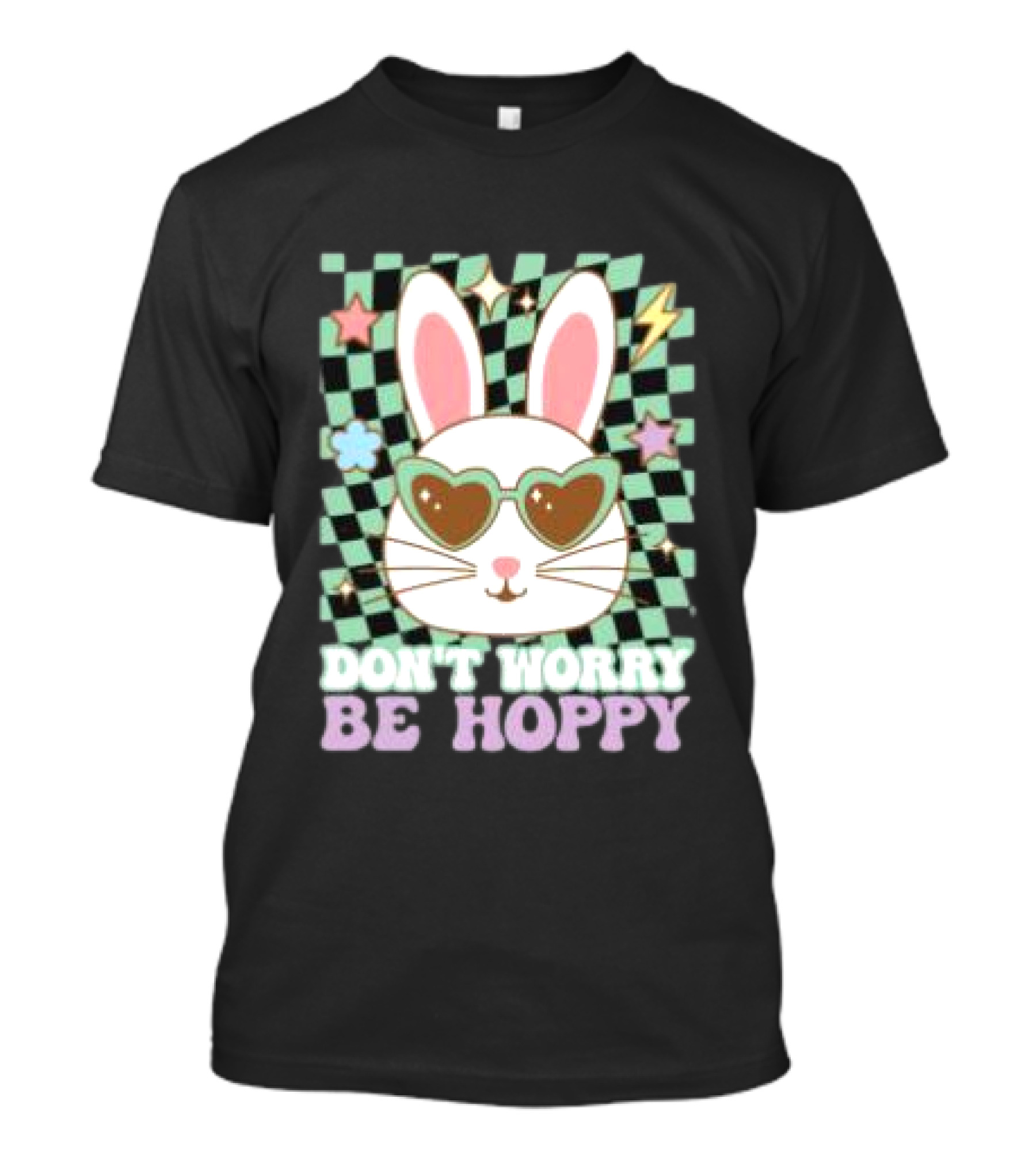 Groovy Retro Easter Bunny Dont Worry Be Hoppy T-Shirt