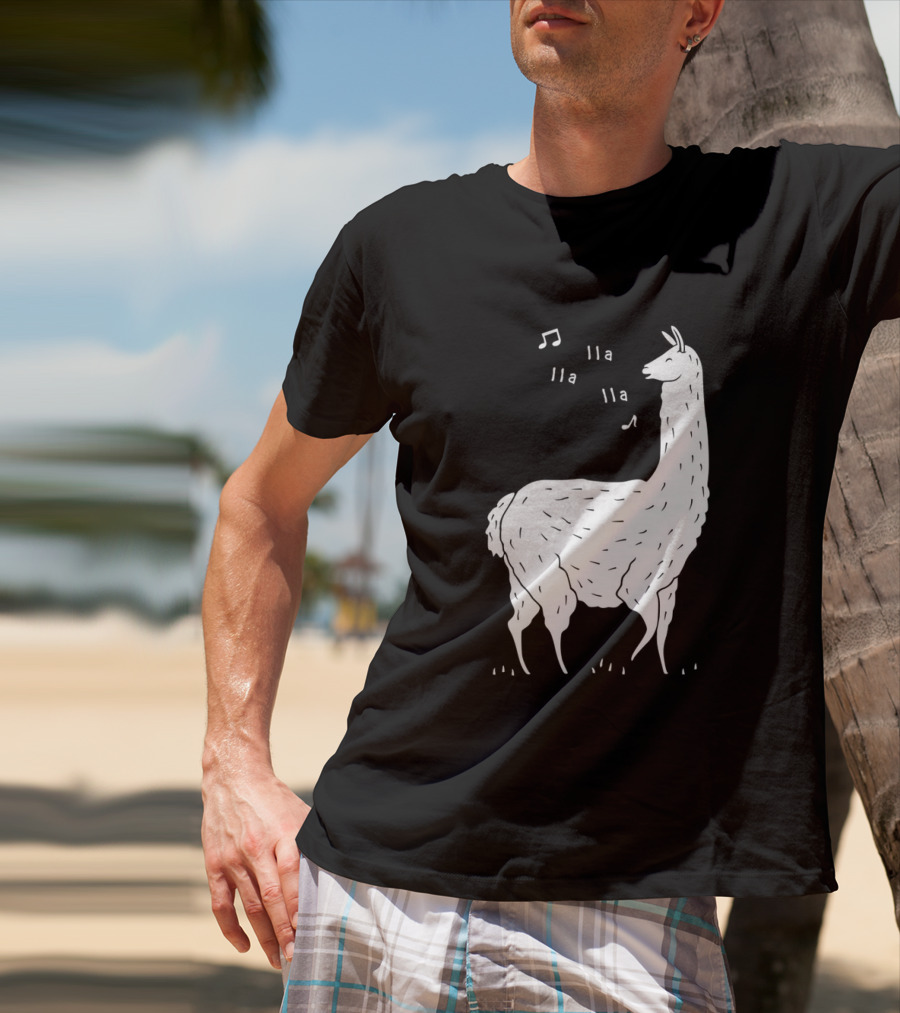 LLAMAS AND MUSICAL NOTES LLA LLA SONG OF THE LLAMA T-Shirt