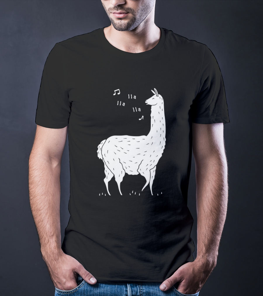 LLAMAS AND MUSICAL NOTES LLA LLA SONG OF THE LLAMA T-Shirt