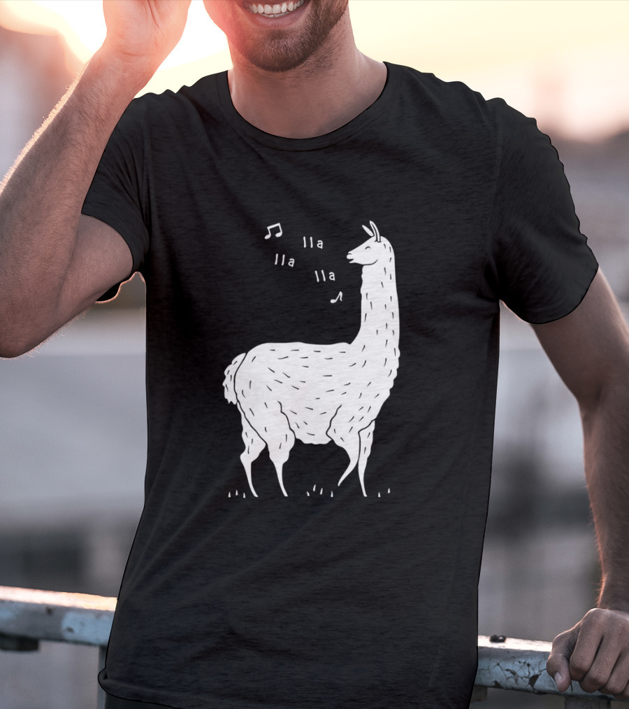 LLAMAS AND MUSICAL NOTES LLA LLA SONG OF THE LLAMA T-Shirt