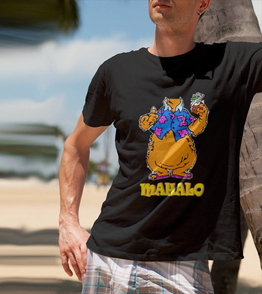 Tammy Mahalo Tropical Bear In Hawaiian Shirt With Drink T-Shirt