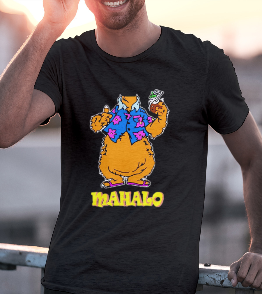 Tammy Mahalo Tropical Bear In Hawaiian Shirt With Drink T-Shirt