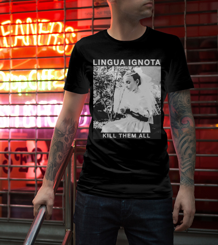 LINGUA IGNOTA KILL THEM ALL Veiled Bride Prayerful Pose T-Shirt