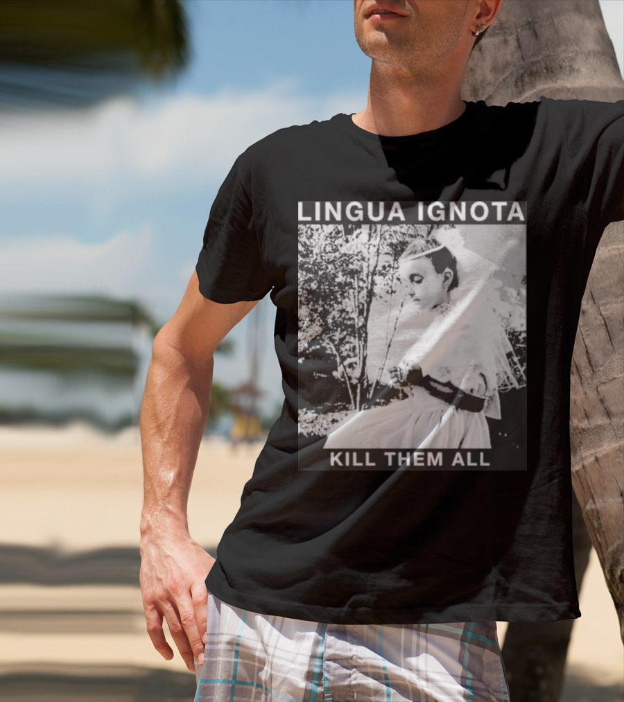 LINGUA IGNOTA KILL THEM ALL Veiled Bride Prayerful Pose T-Shirt