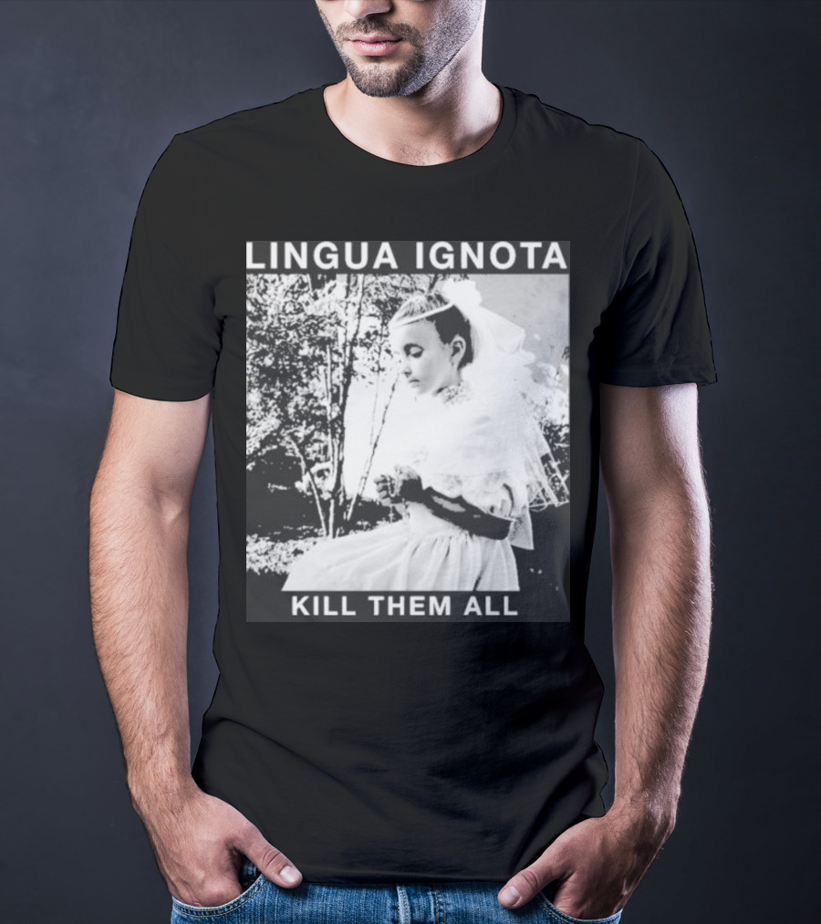 LINGUA IGNOTA KILL THEM ALL Veiled Bride Prayerful Pose T-Shirt