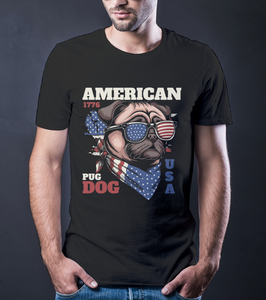 AMERICAN PUG DOG 1776 USA T-Shirt