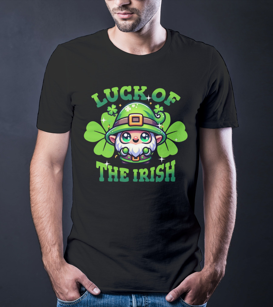Luck Of The Irish Cute Leprechaun With Shamrocks T-Shirt