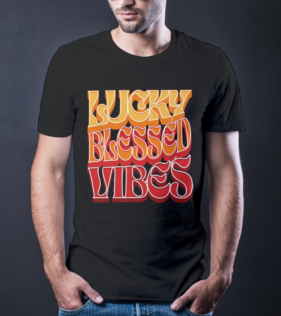 Lucky Blessed Vibes Retro T-Shirt