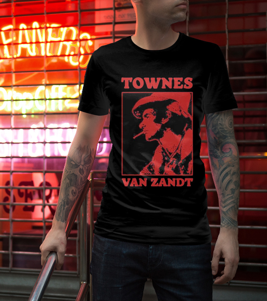 TOWNES VAN ZANDT VINTAGE RED SILHOUETTE IMAGE T-Shirt