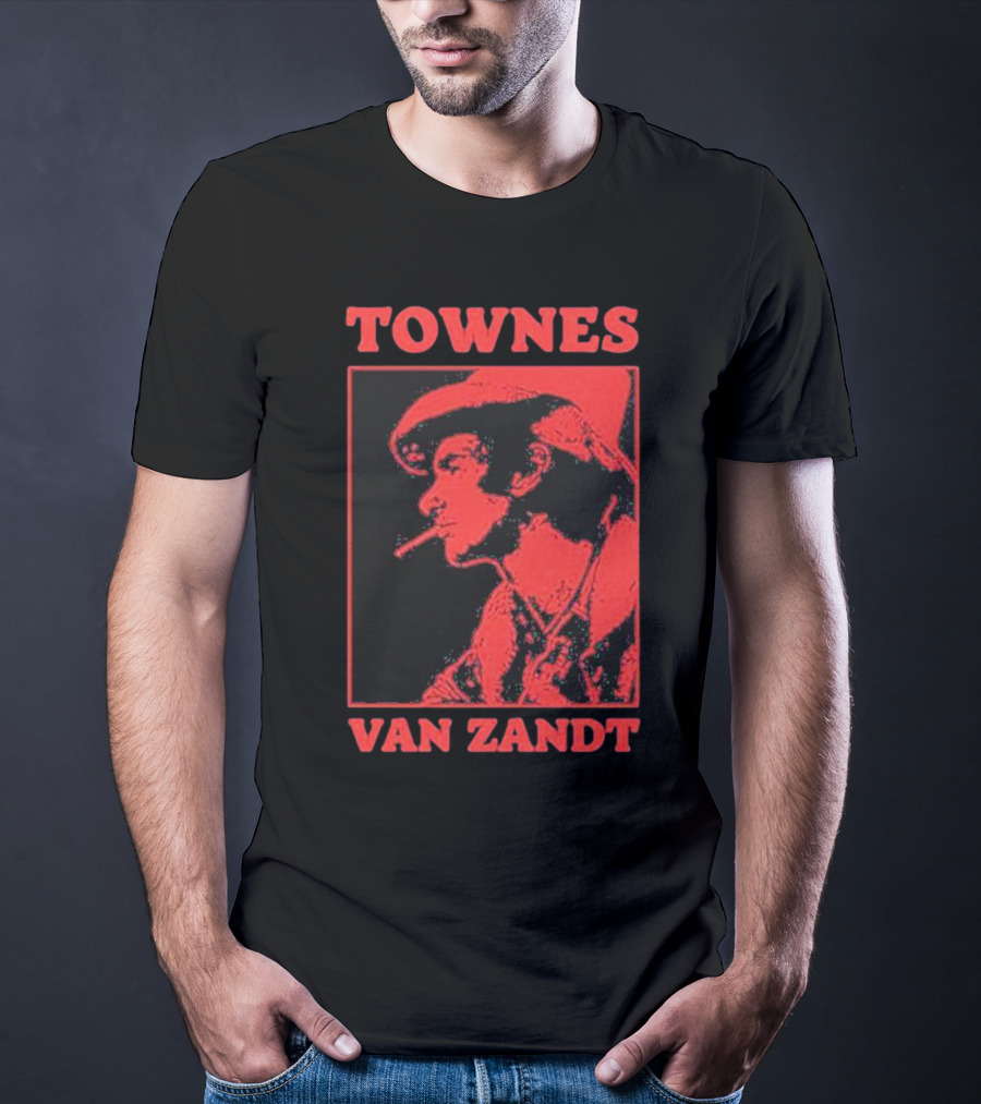 TOWNES VAN ZANDT VINTAGE RED SILHOUETTE IMAGE T-Shirt