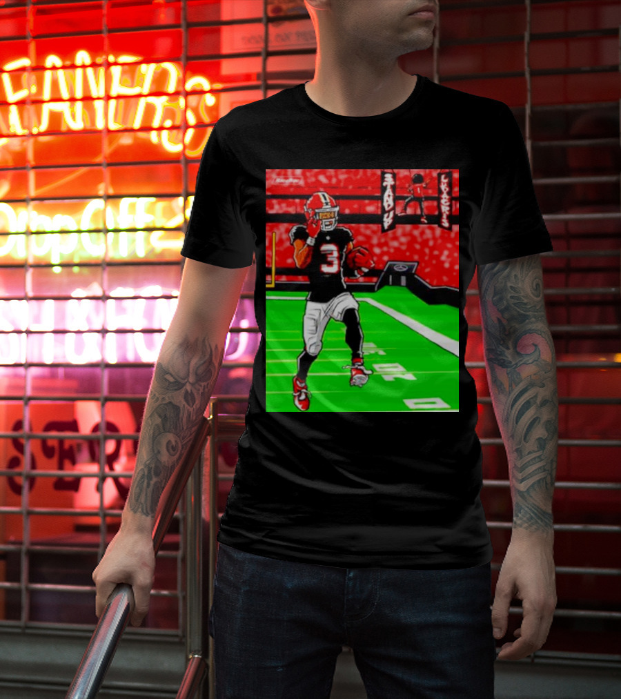 Stand Up Ludacris Football Player Number 3 On Green Field T-Shirt