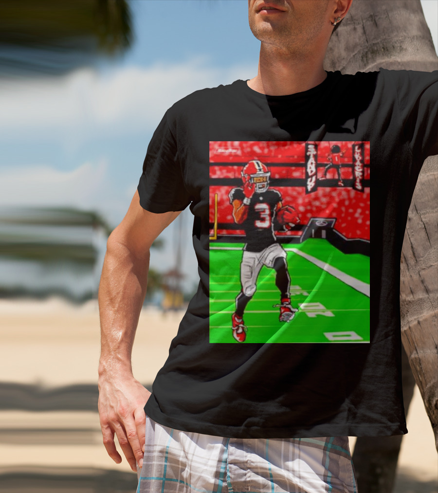 Stand Up Ludacris Football Player Number 3 On Green Field T-Shirt