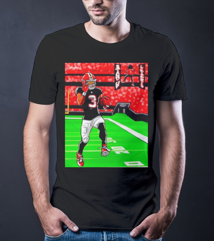 Stand Up Ludacris Football Player Number 3 On Green Field T-Shirt