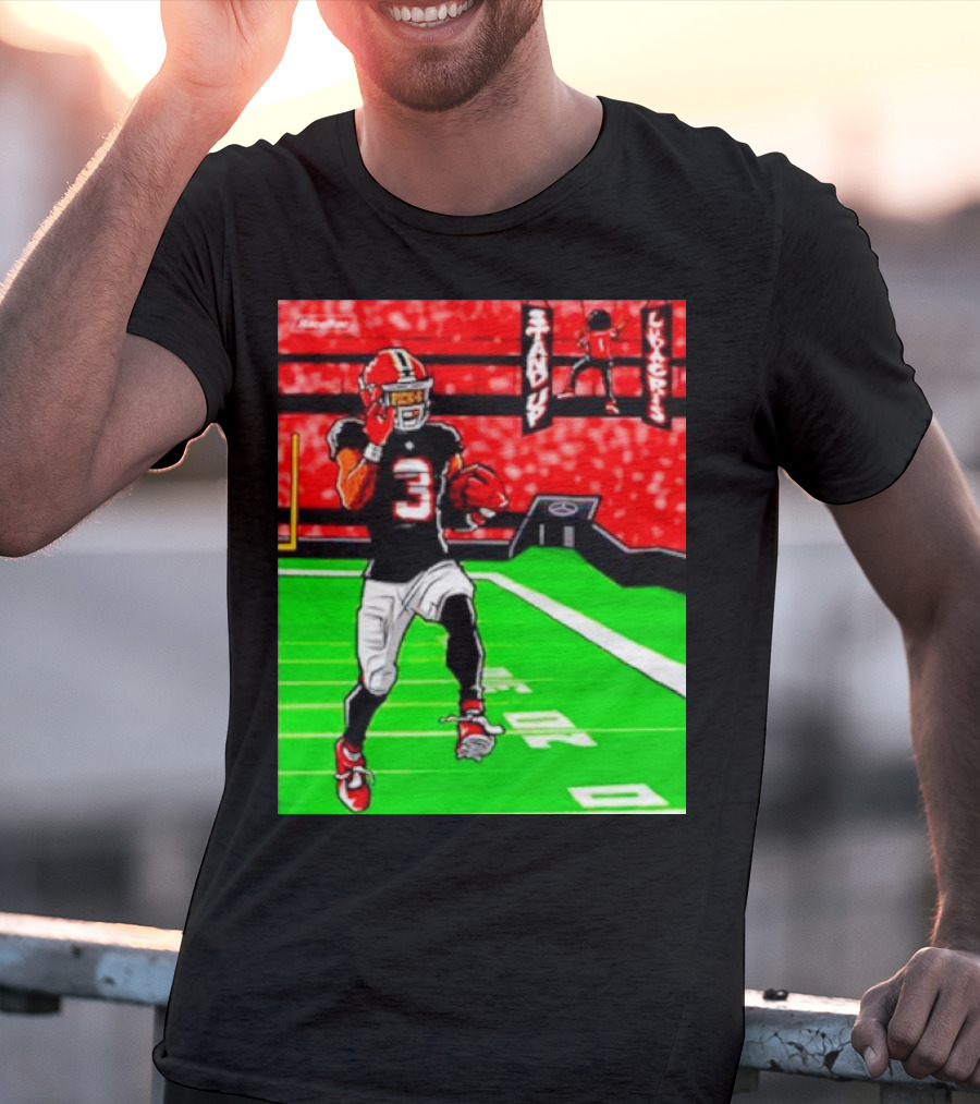 Stand Up Ludacris Football Player Number 3 On Green Field T-Shirt