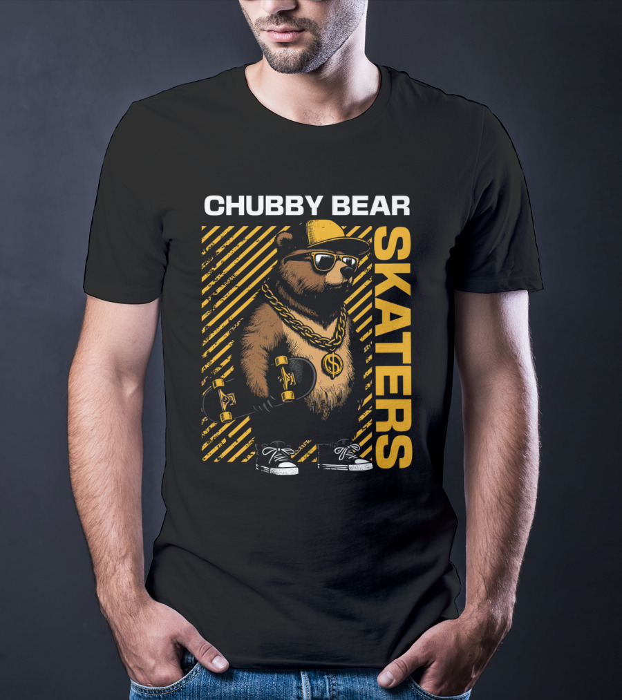 CHUBBY BEAR SKATERS Dollar Chain Sunglasses Cool Black And Yellow T-Shirt