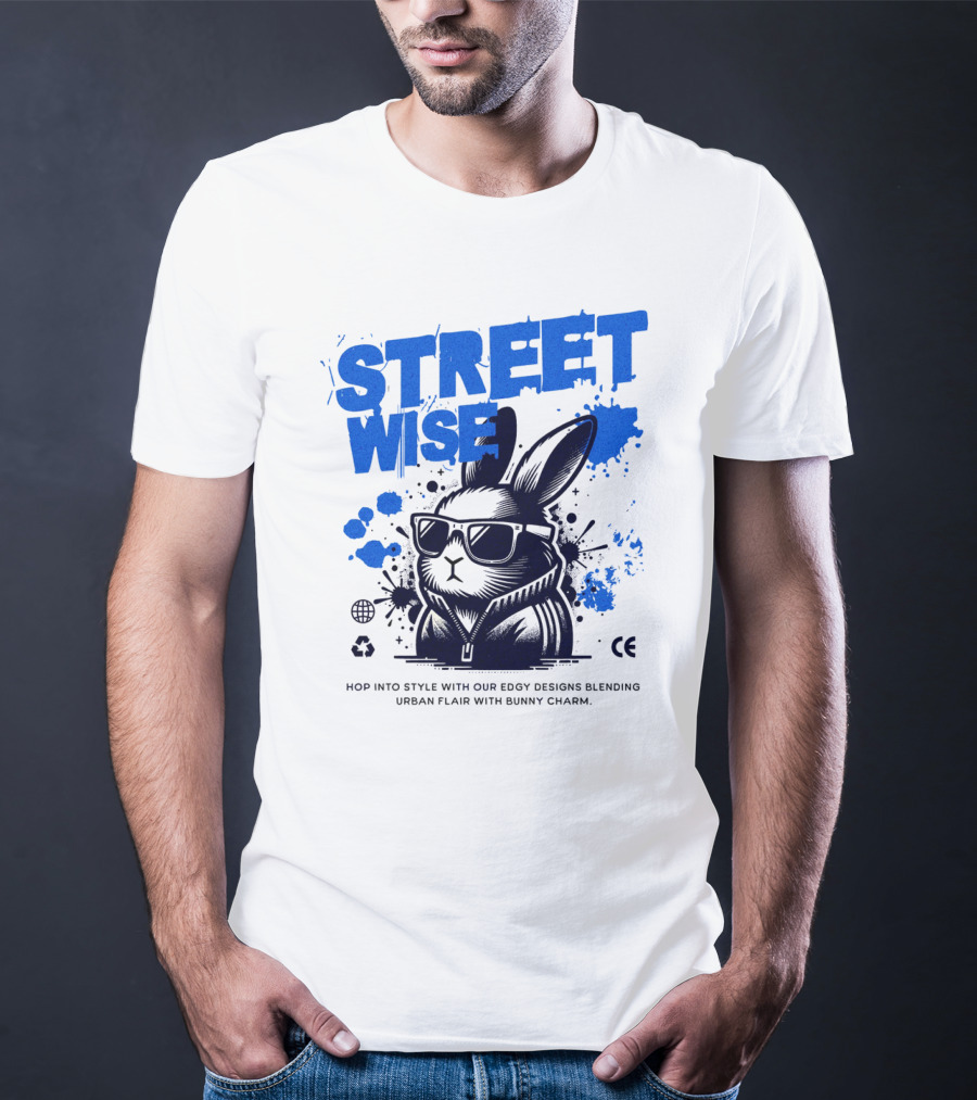 STREET WISE Urban Flair Bunny Charm Hip Hop T-Shirt