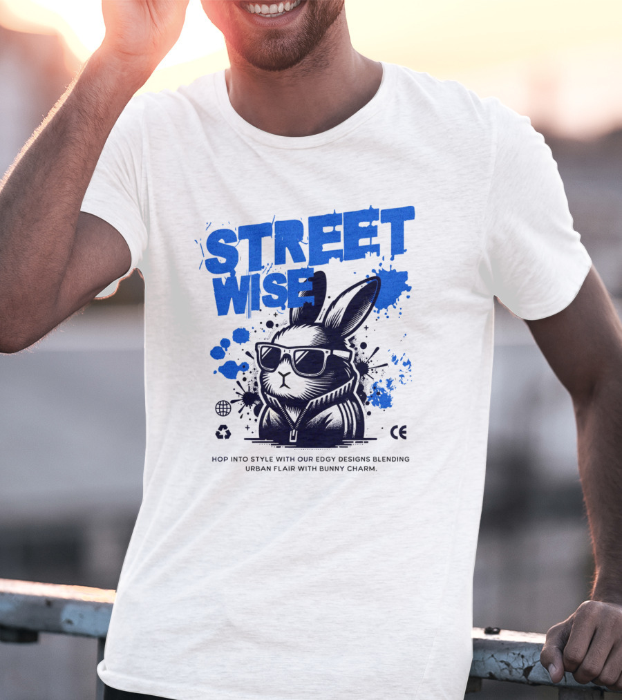 STREET WISE Urban Flair Bunny Charm Hip Hop T-Shirt