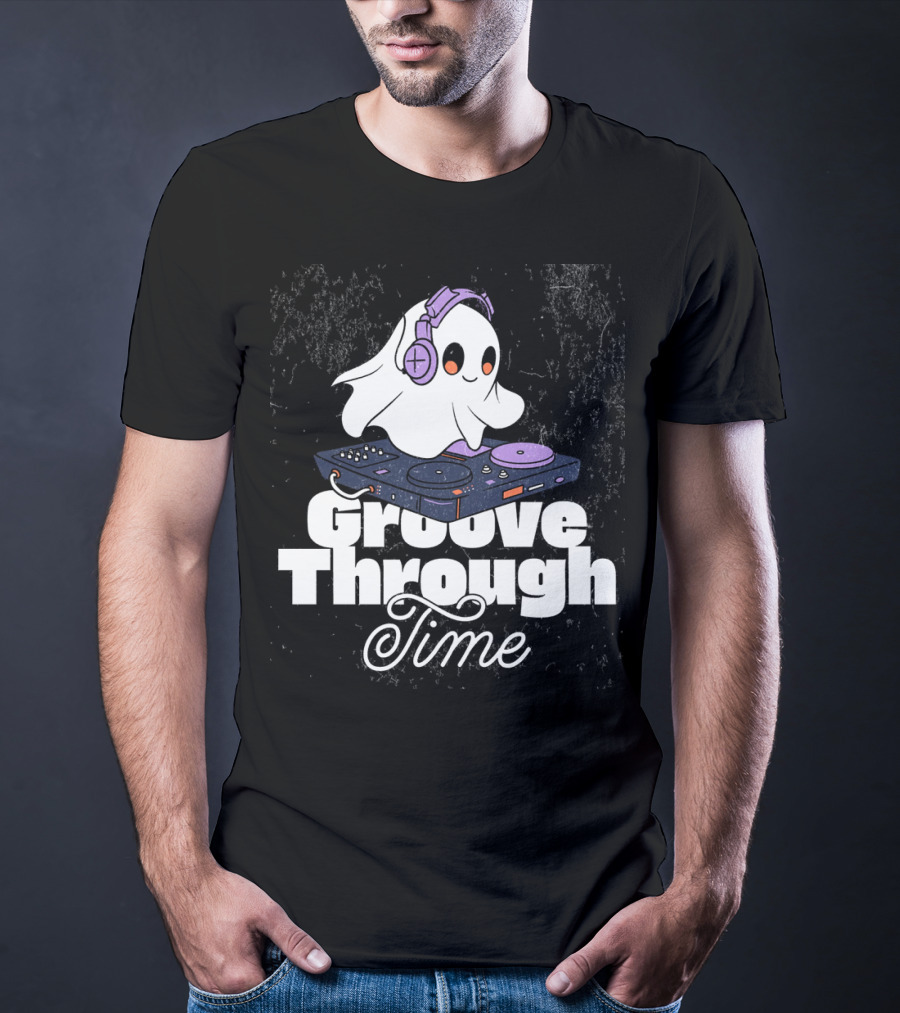 Groove Through Time Ghost DJ On Turntable T-Shirt