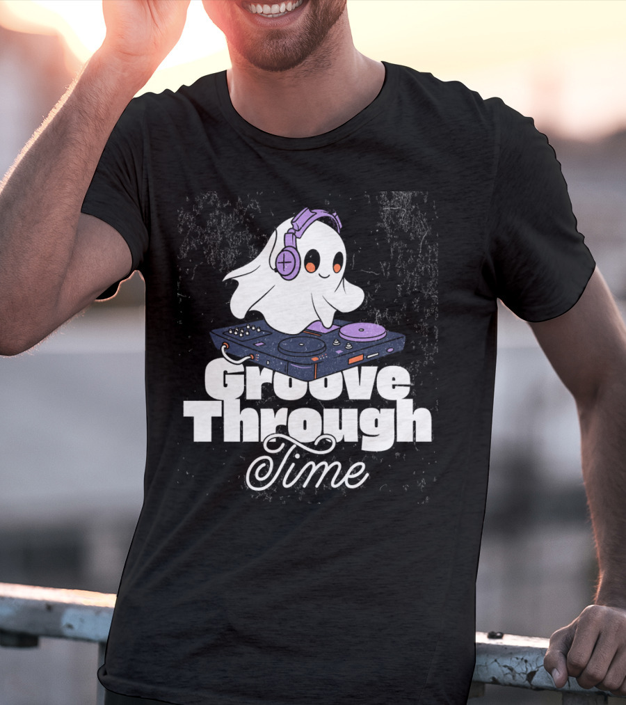 Groove Through Time Ghost DJ On Turntable T-Shirt