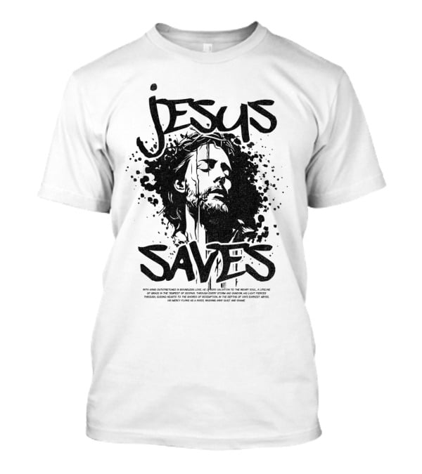 Jesus Saves Portrait With Crown Of Thorns T-Shirt