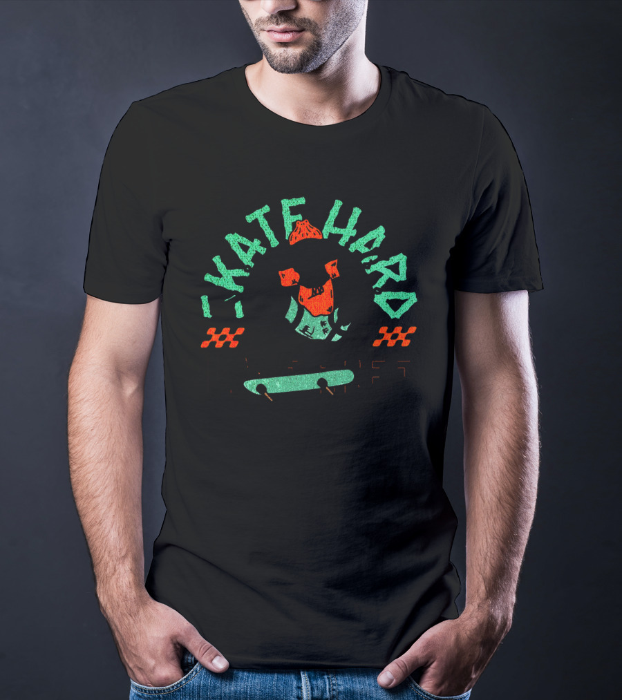 SKATE HARD LIVE FREE Skull Skateboard T-Shirt