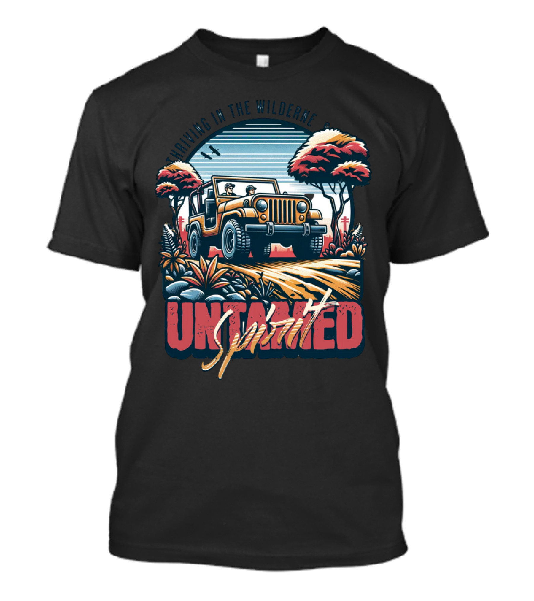Riding In The Wilderness Untamed Spirit Adventure Jeep T-Shirt