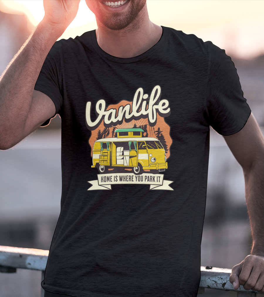 Vanlife Home Is Where You Park It Vintage Camper Adventure T-Shirt