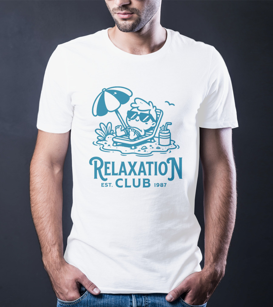 Relaxation Club Est. 1987 Sunglasses Lounge Chair Umbrella Drink T-Shirt