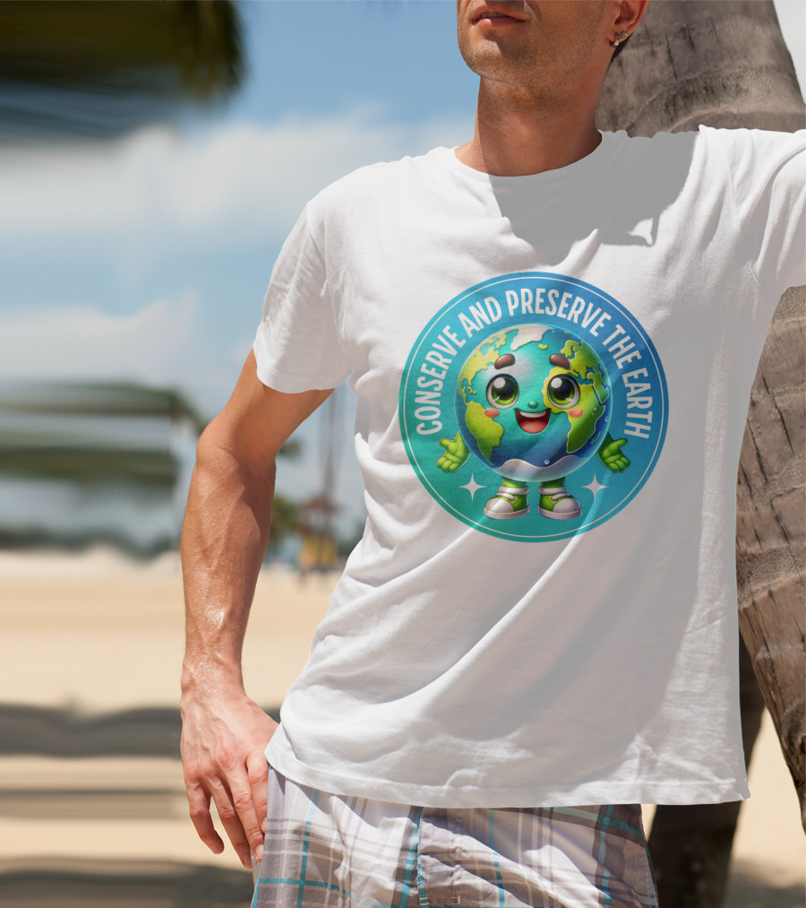 Conserve And Preserve The Earth Retro Earth Day Celebration Mascot T-Shirt