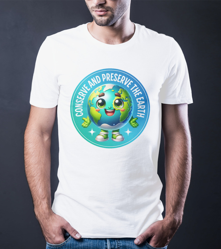 Conserve And Preserve The Earth Retro Earth Day Celebration Mascot T-Shirt