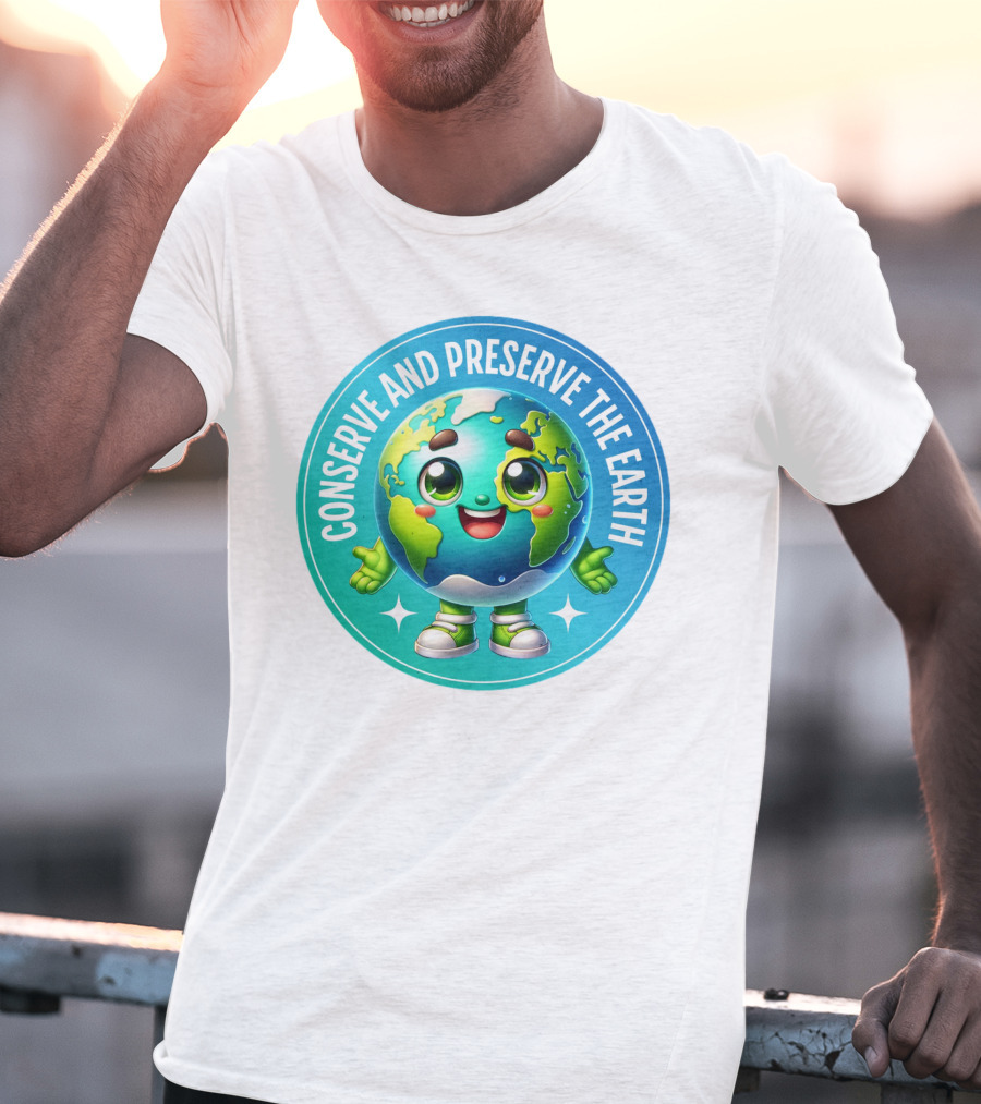 Conserve And Preserve The Earth Retro Earth Day Celebration Mascot T-Shirt