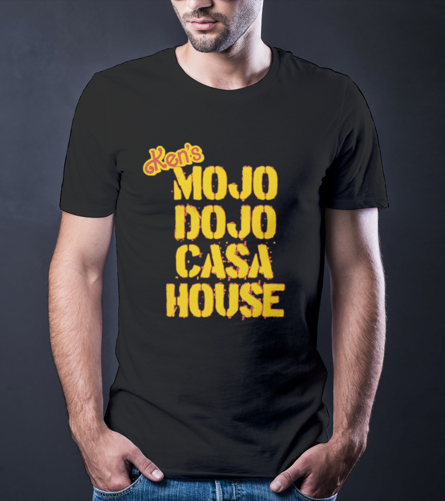 Ken's Mojo Dojo Casa House Yellow Grunge Text T-Shirt