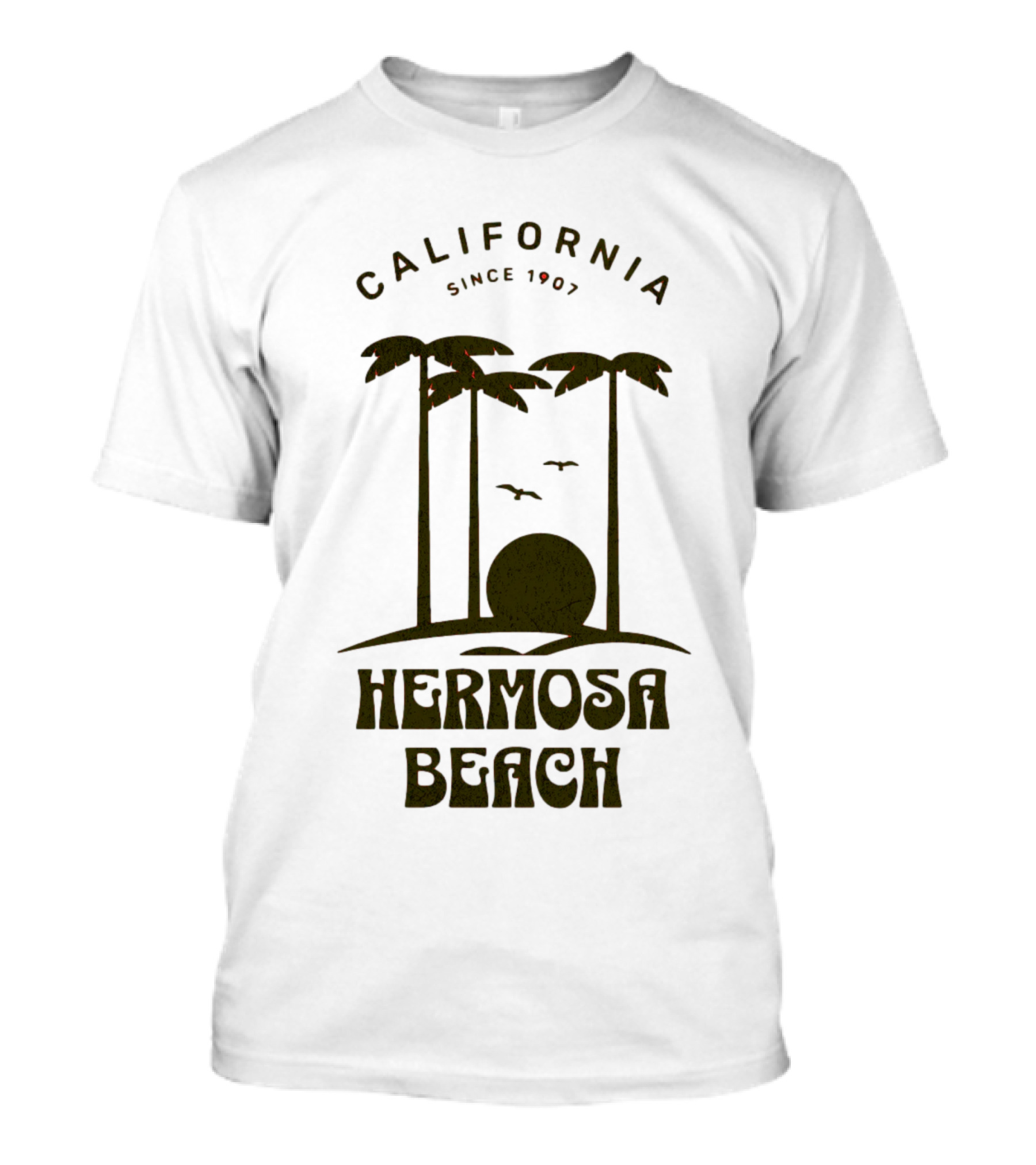 Hermosa Beach California Since 1907 Palm Trees Sunset T-Shirt