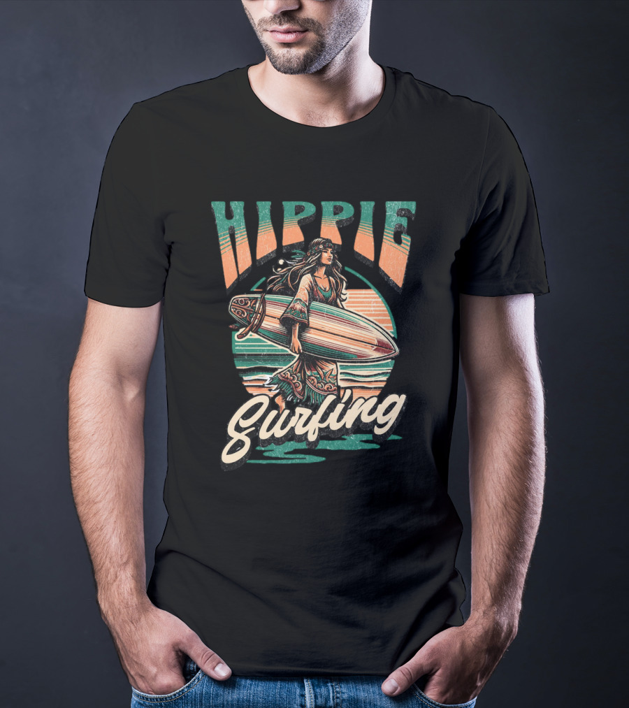 Hippie Surfing Retro Wave Sunset Vibes T-Shirt