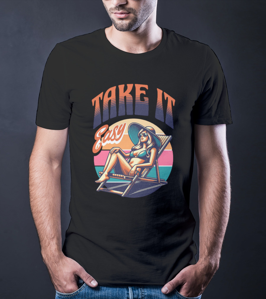 Take It Easy Summer Beach Retro Sunbathing Vibes T-Shirt