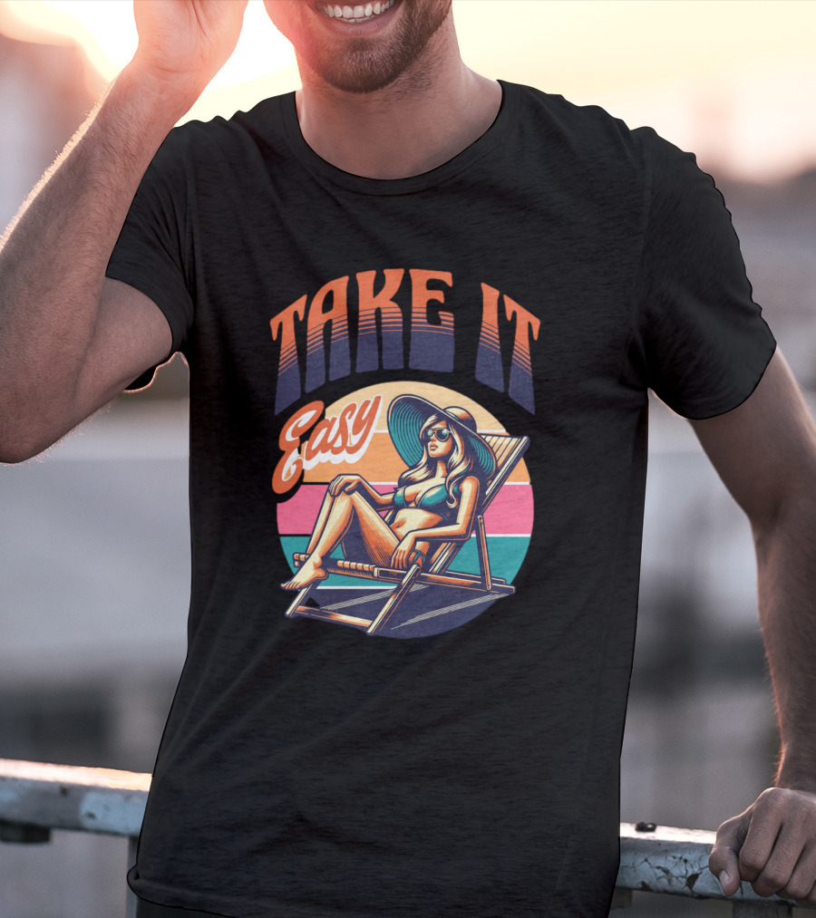 Take It Easy Summer Beach Retro Sunbathing Vibes T-Shirt