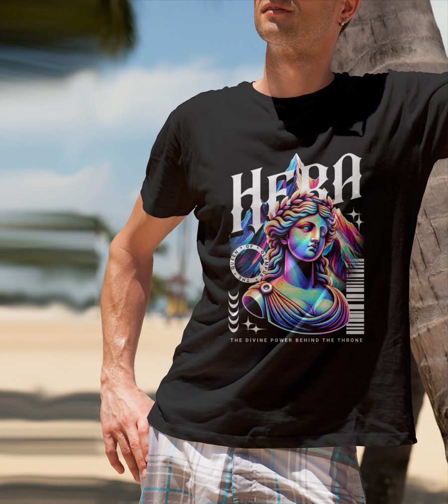 Hera Queen Of Olympus Neon Y2K The Divine Power Behind The Throne T-Shirt