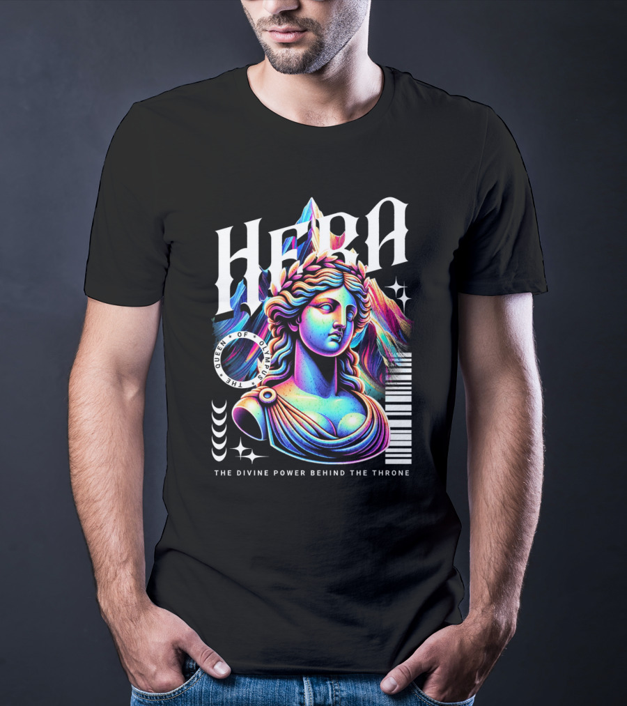 Hera Queen Of Olympus Neon Y2K The Divine Power Behind The Throne T-Shirt