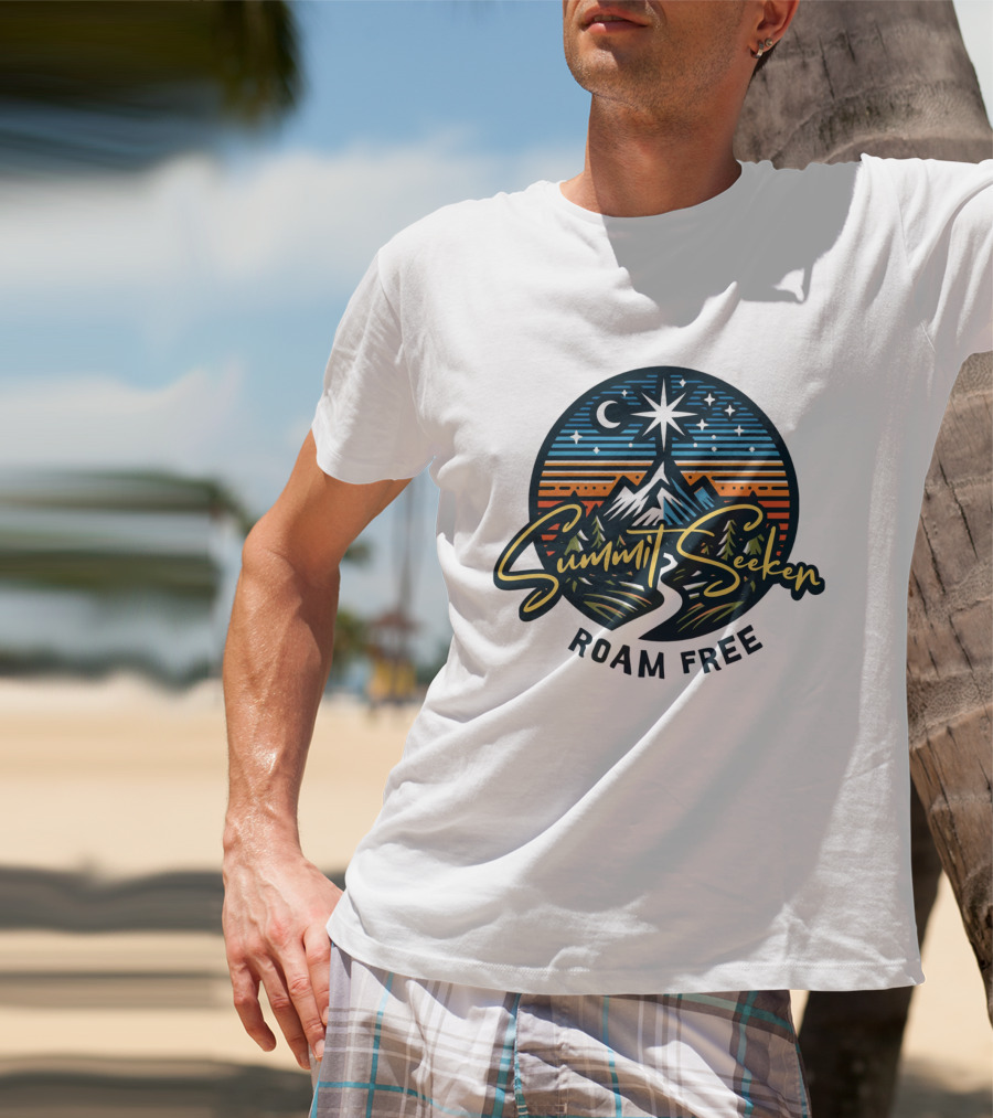 Summit Seeker Roam Free Mountain Adventure Night Sky T-Shirt