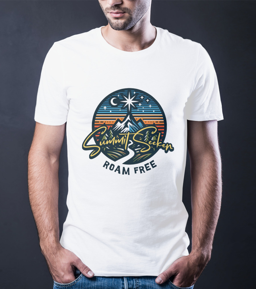 Summit Seeker Roam Free Mountain Adventure Night Sky T-Shirt