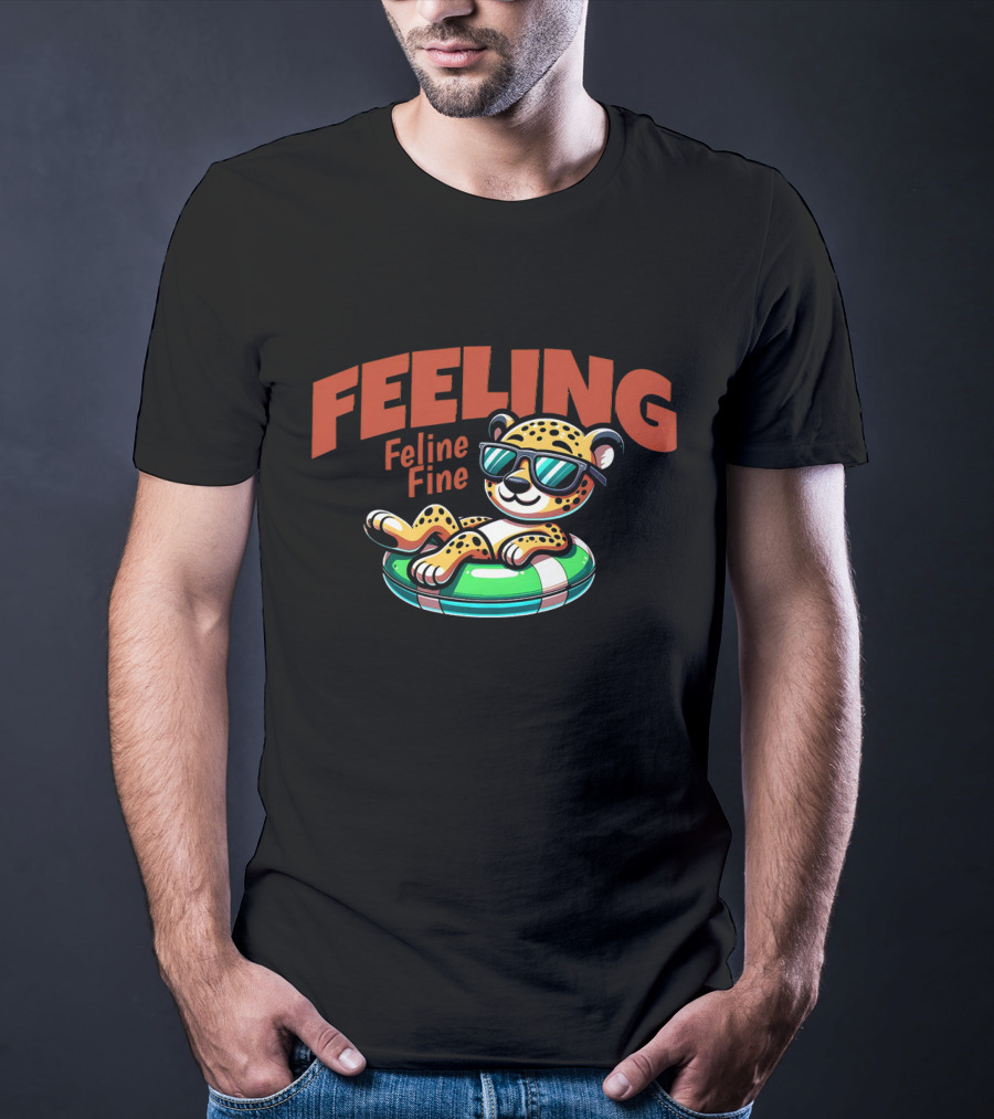 Feeling Feline Fine Leopard With Sunglasses On Pool Float T-Shirt