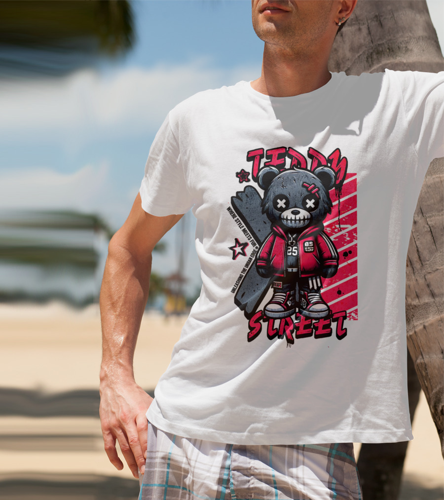 Teddy Street 85 Haunted Teddy Bea With Grunge Style Elements T-Shirt