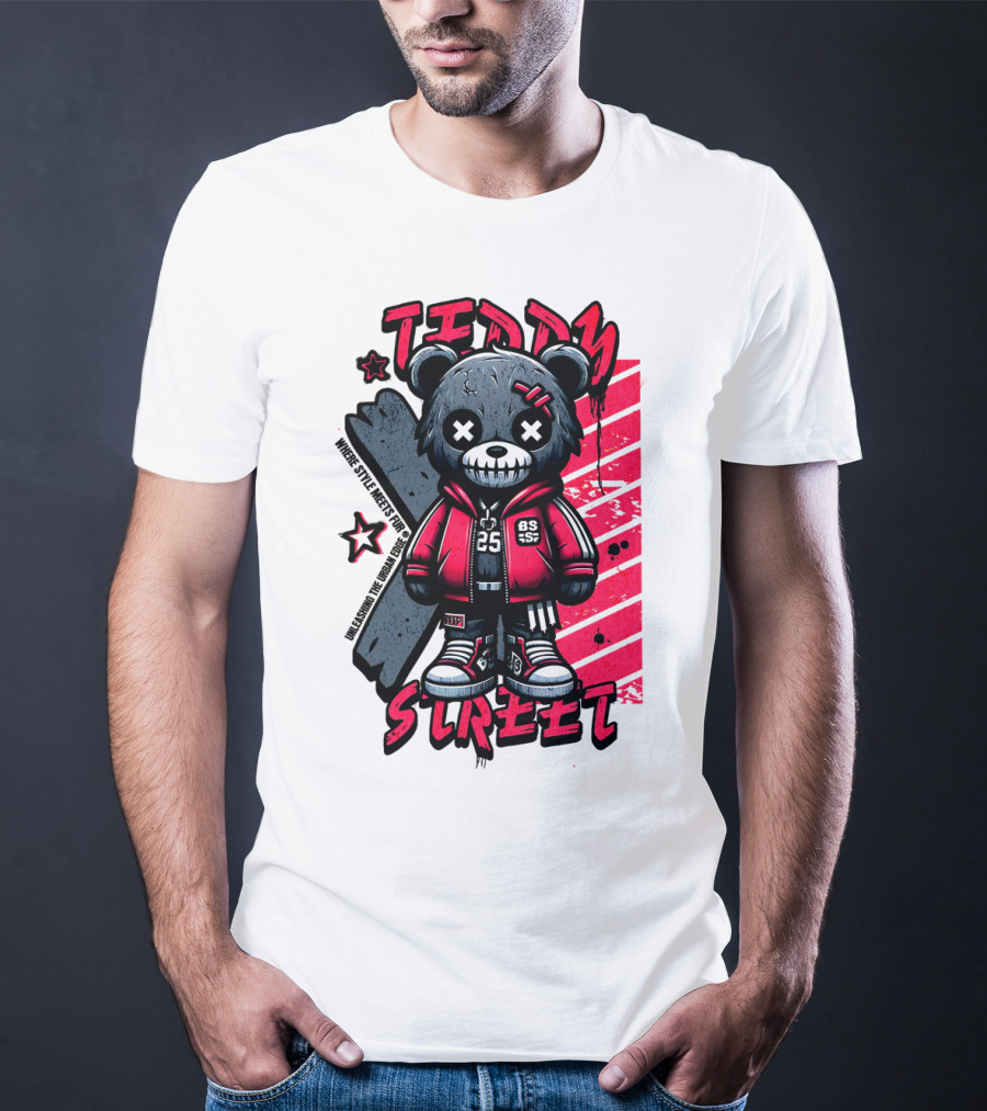Teddy Street 85 Haunted Teddy Bea With Grunge Style Elements T-Shirt