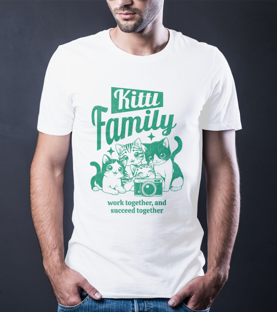 Kittl Family Work Together And Succeed Together Cats With Camera T-Shirt