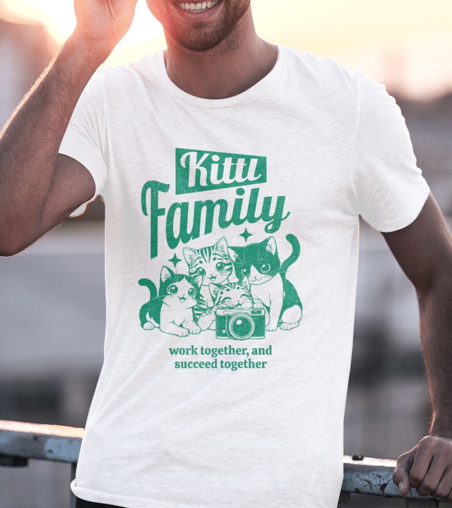 Kittl Family Work Together And Succeed Together Cats With Camera T-Shirt