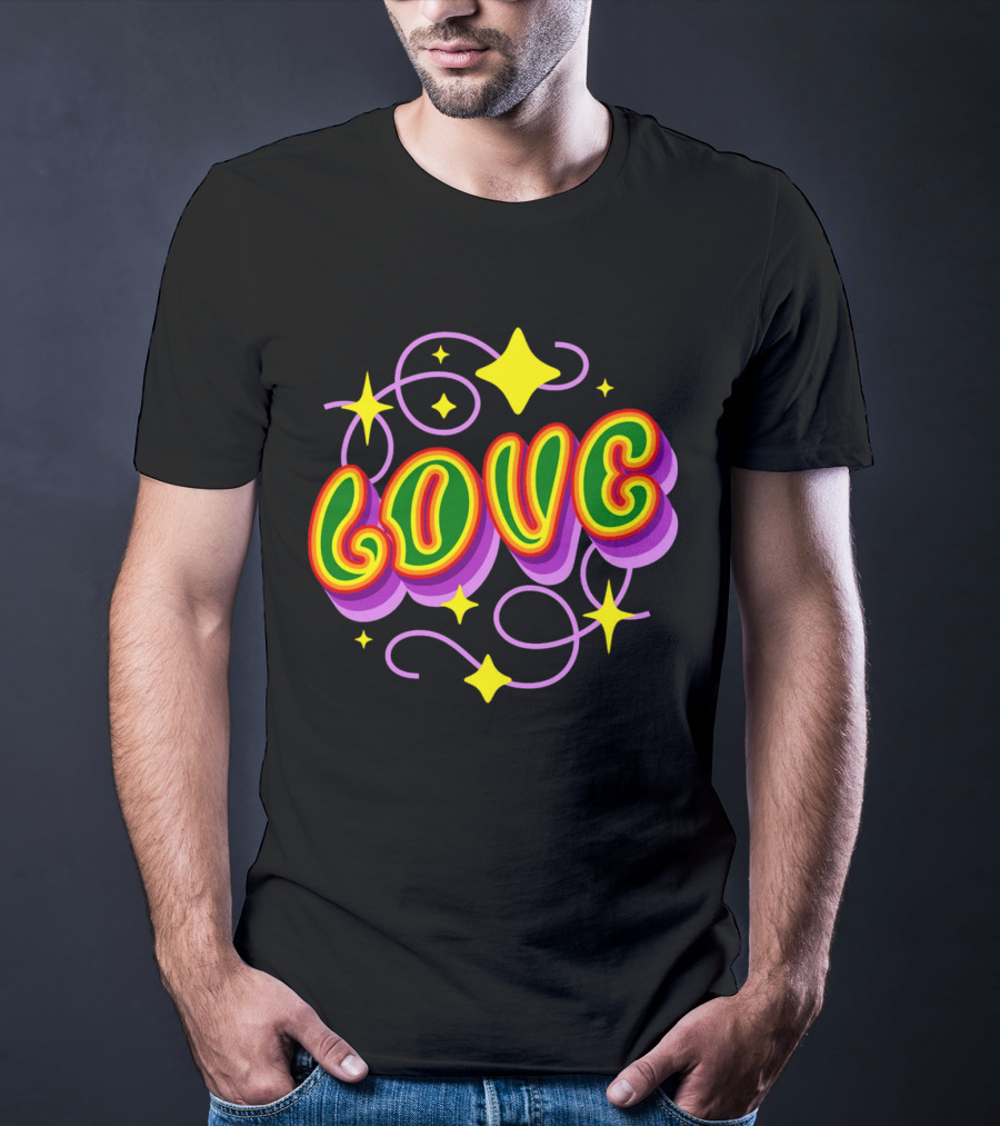 LOVE Stars And Swirls 70's T-Shirt