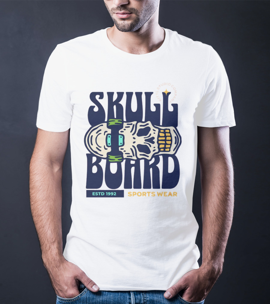 SKULL BOARD ESTD 1992 SPORTS WEAR KTTTL STUDIO COMPANY T-Shirt
