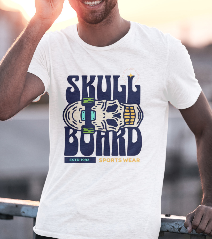 SKULL BOARD ESTD 1992 SPORTS WEAR KTTTL STUDIO COMPANY T-Shirt