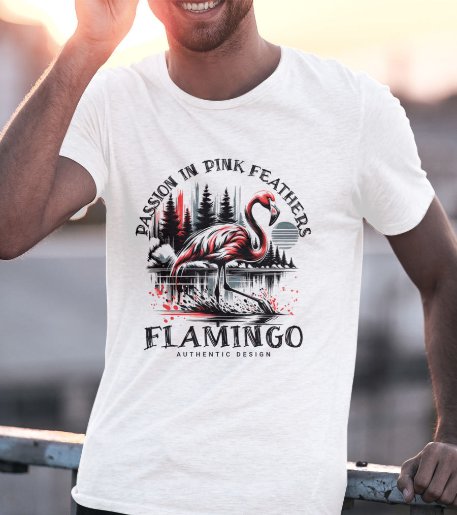 Passion In Pink Feathers Flamingo Authentic T-Shirt