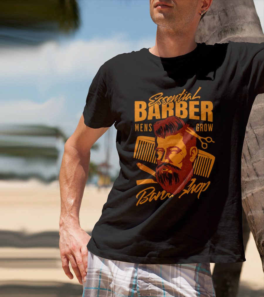 Essential Barber Mens Grow Barber Shop T-Shirt